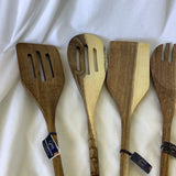 Gibson Home Acacia Wood Utensil Set - Slotted Angled Turner, Turner, Spoon, Fork