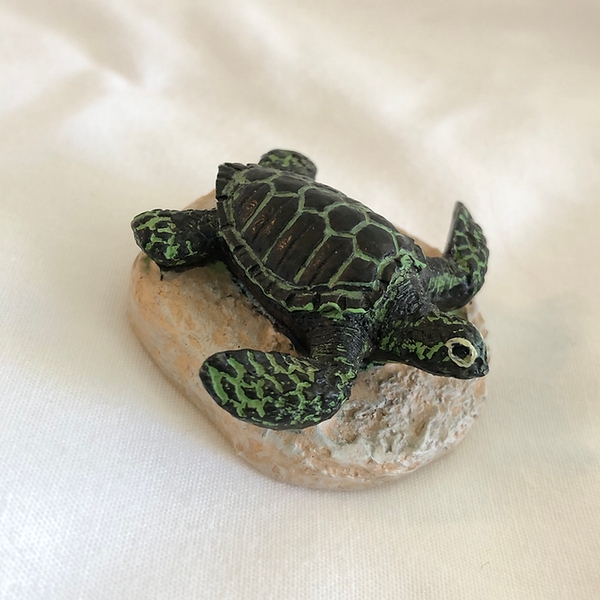 Tiny Turtle Figurine - Black and Green