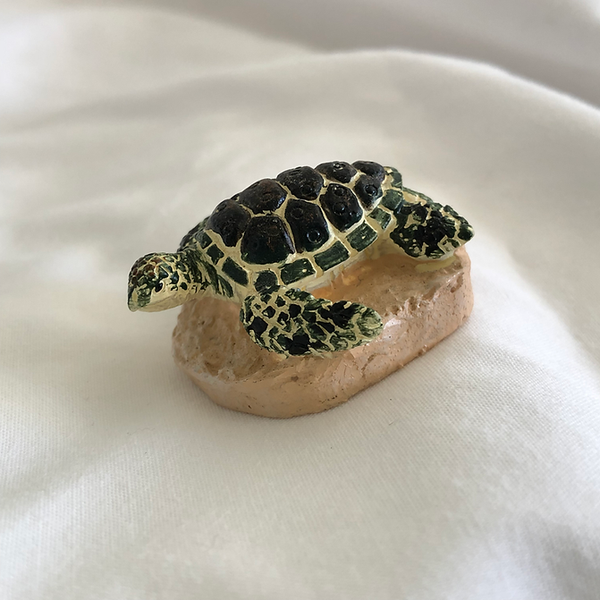 Tiny Turtle Figurine - Black, Green and White
