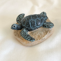 Tiny Turtle Figurine - Black and Blue