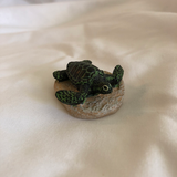 Tiny Turtle Figurine - Black and Green