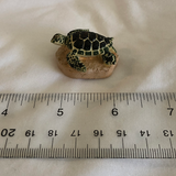 Tiny Turtle Figurine - Black, Green and White
