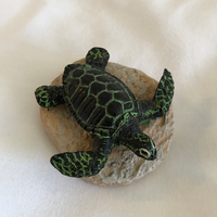 Tiny Turtle Figurine - Black and Green