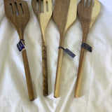 Gibson Home Acacia Wood Utensil Set - Slotted Angled Turner, Turner, Spoon, Fork