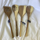 Gibson Home Acacia Wood Utensil Set - Slotted Angled Turner, Turner, Spoon, Fork