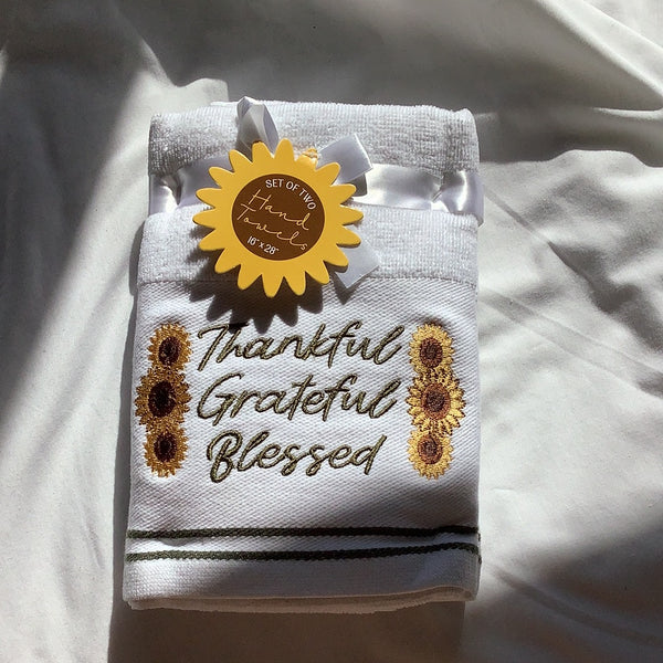 Thankful Grateful Blessed Towels - Set of 2