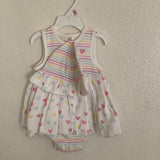 Little Me Popover Bodysuit Dress & Hat Set Size 9M