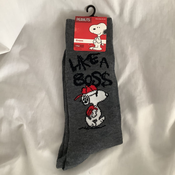 Snoopy Peanuts 1 Pair Crew Socks Shoe Size 6 1/2 - 12