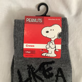 Snoopy Peanuts 1 Pair Crew Socks Shoe Size 6 1/2 - 12