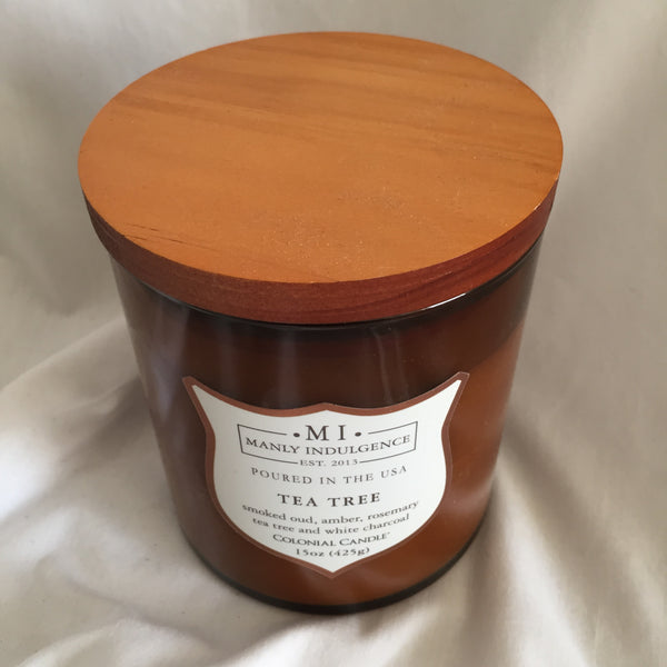 Manly Indulgence- Tea Tree 1 Wooden Wick Candle 15 OZ