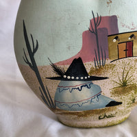 Painted Arizona Desert Scene Pottery Vase