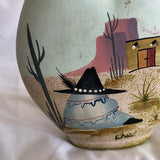 Painted Arizona Desert Scene Pottery Vase