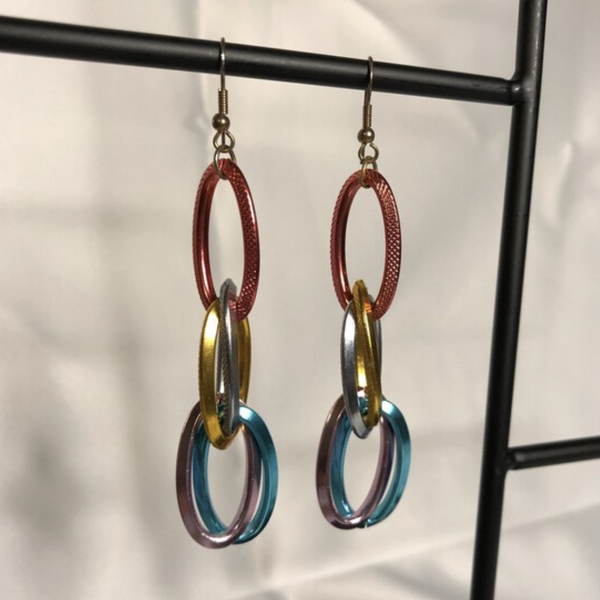 Colorful Metal Chain Link Dangle Earrings