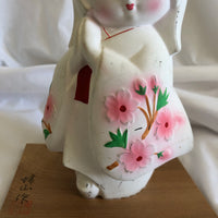 Vintage Kokeshi Japanese Girl in White Kimono Figurine