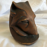 Handcarved Wood Wolf Head Figurine