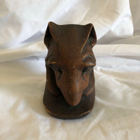 Handcarved Wood Wolf Head Figurine