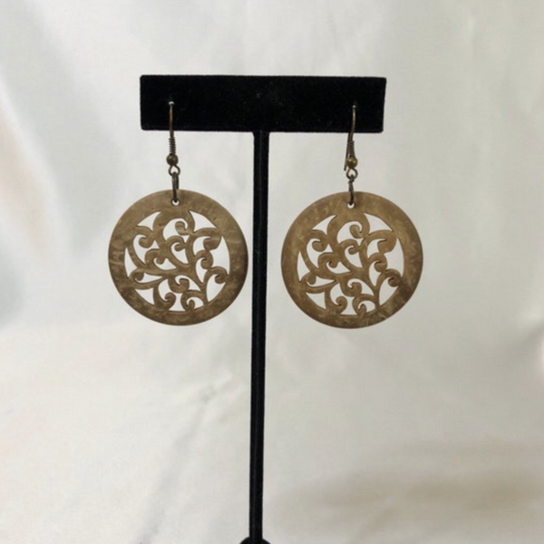 Light Brown Cut-out Circle Dangle Earrings