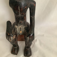 Vintage Ghana Africa Sitting Man Wood Carving Sculpture