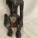 Vintage Ghana Africa Sitting Man Wood Carving Sculpture