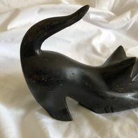 Handcarved Wood Cat Stretching Statue