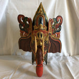 Colorful Painted Wood Elephant Mask - Made In Indonesia