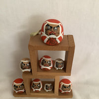 Japanese Lucky Darmua Dharma Dolls Wood Carving