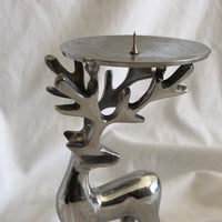 Silver Tone Reindeer Candle Holder