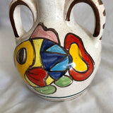 Vintage Mann Arte D Ceramica Hand Painted Fish Vase