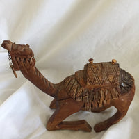 Vintage Wood Camel Carving Made In Jordan