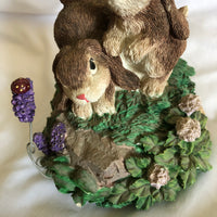 Musical Singing Bunnies Wind Up Figurine