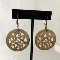 Light Brown Cut-out Circle Dangle Earrings