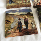 Children Playing Painted Cardboard Double Sided Coasters - Set Of 4