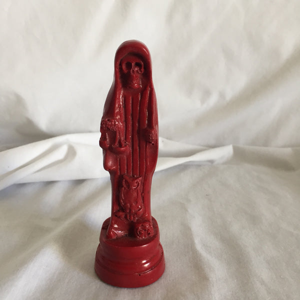 Red Painted Santa Muerte Statue