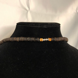 Black and Beige Wood Bead Necklace