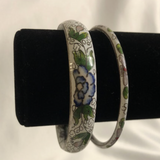 Set of 2 White Floral Bangle Bracelets