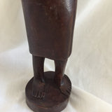 African Wood Lady Carrying Basket On Head