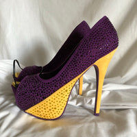 Liliana Purple/Yellow Rhinestone Heels - Women’s Size 8