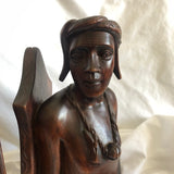 Pair of Wood Tribal People Male and Female Book Ends