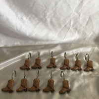 Shower Curtain Cowboy Boots Hooks 11 Ct