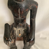 Vintage Ghana Africa Sitting Man Wood Carving Sculpture