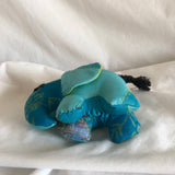 Silk Sari Stuffed Elephant Plush - Dark Blue/Light Blue