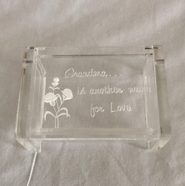 “Grandma is another name for love” Clear Box