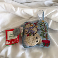 Seasonal Greetings Snowman Pillow