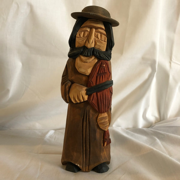 Wood Sculpture Carving of Man Playing Violin