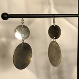 Silver Tone and Blue Dangle Disc Earrings