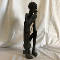 Wood Sculpture of a Sitting African Man