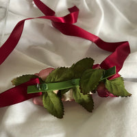 Artificial Flowers on Burgundy Ribbon