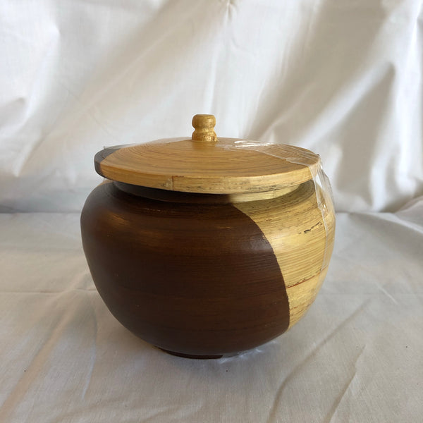 Brown and Beige Bowl with Lid