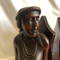 Pair of Wood Tribal People Male and Female Book Ends