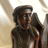 Pair of Wood Tribal People Male and Female Book Ends